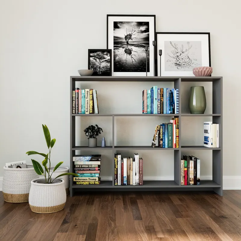 Bibliotecă Lavina, Diverse culori, 152x25x120 cm - Antracit