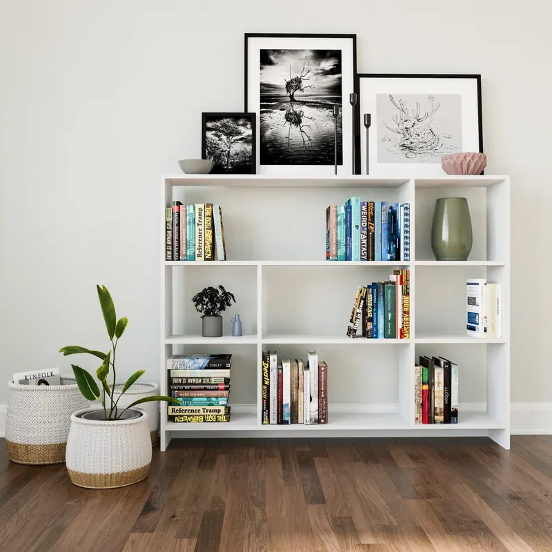 Bibliotecă Lavina, Diverse culori, 152x25x120 cm - Alb