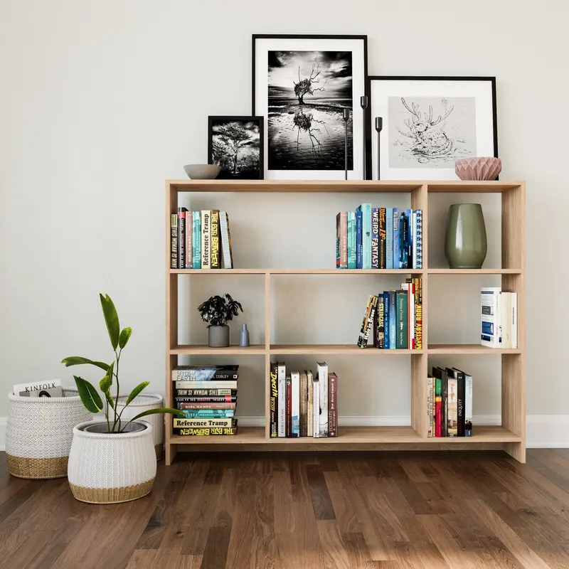 Bibliotecă Lavina, Diverse culori, 152x25x120 cm - Stejar