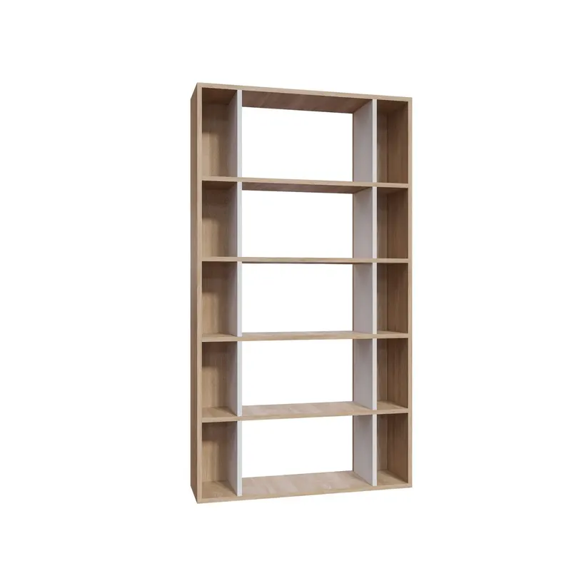 Bibliotecă Sanborn, Diverse culori, 90x25x164 cm - Stejar - Alb