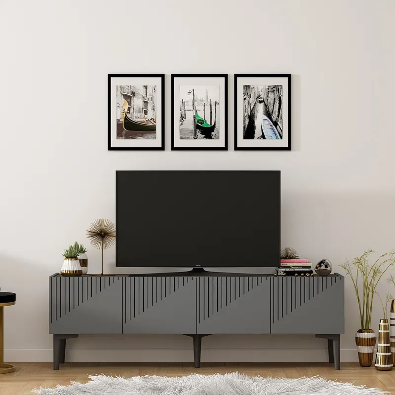 Set mobilă pentru sufragerie Draw, Diverse culori - Antracit - Nuc
