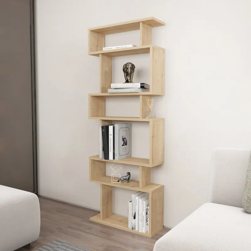 Bibliotecă Bates, Diverse culori, 60x20x160 cm - Stejar