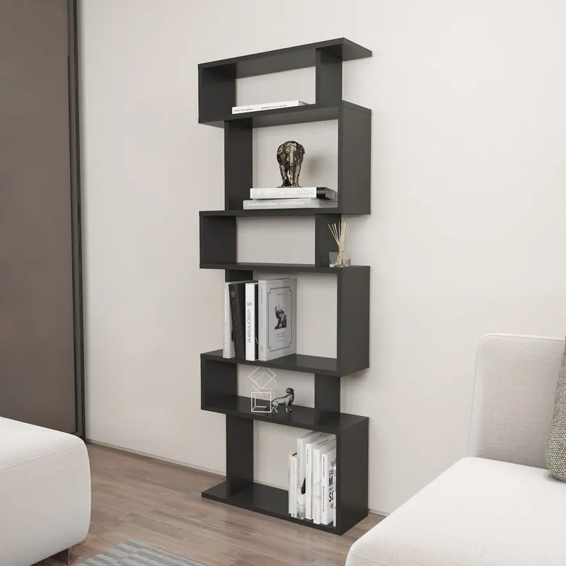 Bibliotecă Bates, Diverse culori, 60x20x160 cm - Antracit