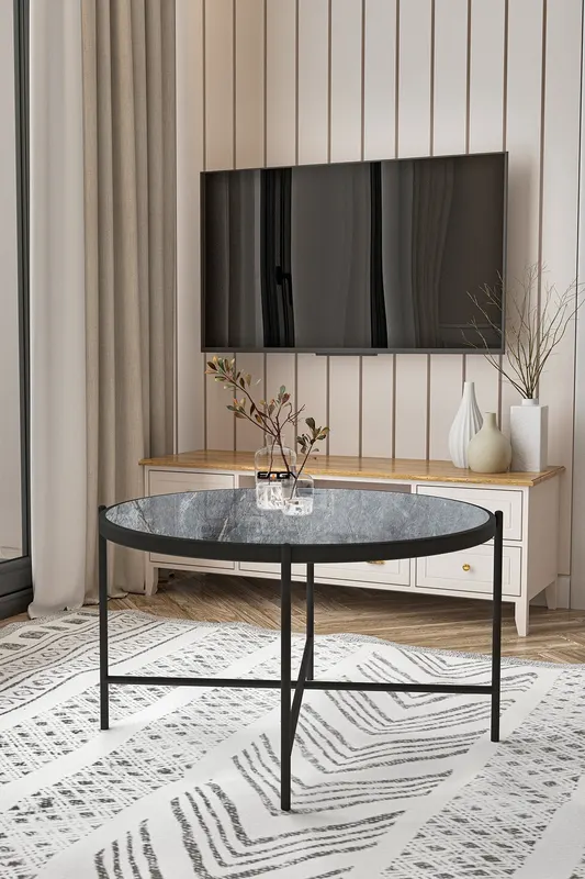 Măsuță de cafea Rotto, Diverse culori, 75x75x45 cm - Marble - Antracit