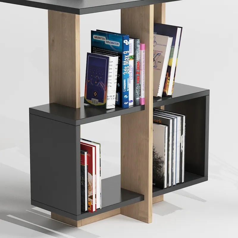 Birou Lagomood Side, Diverse culori, 120x60x73 cm - Antracit - Stejar