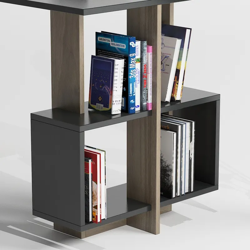 Birou Lagomood Side, Diverse culori, 120x60x73 cm - Antracit - Nuc