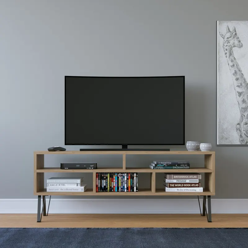 Comodă TV Ebuda, Diverse culori, 120x25x47 cm - Stejar - Stejar