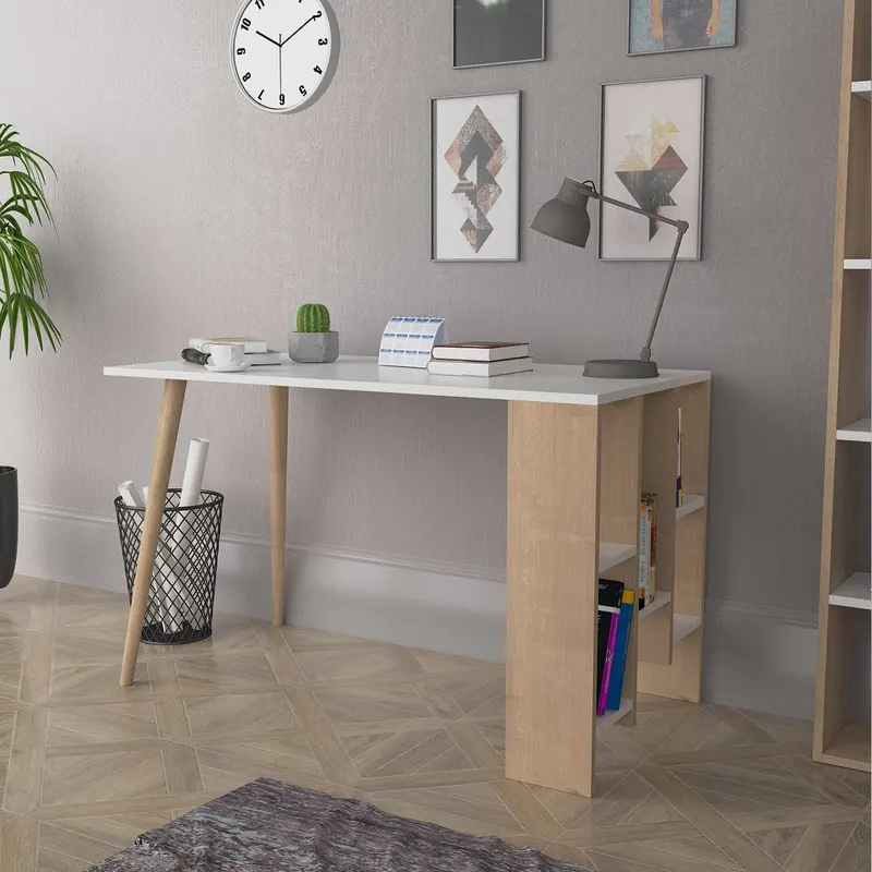 Birou Lagomood Vito, Diverse culori, 120x60x74 cm - Stejar - Alb