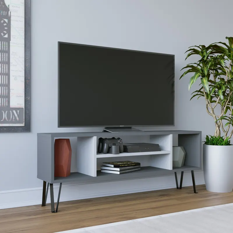 Comodă TV Garvin, Diverse culori, 120x25x47 cm - Antracit - Alb