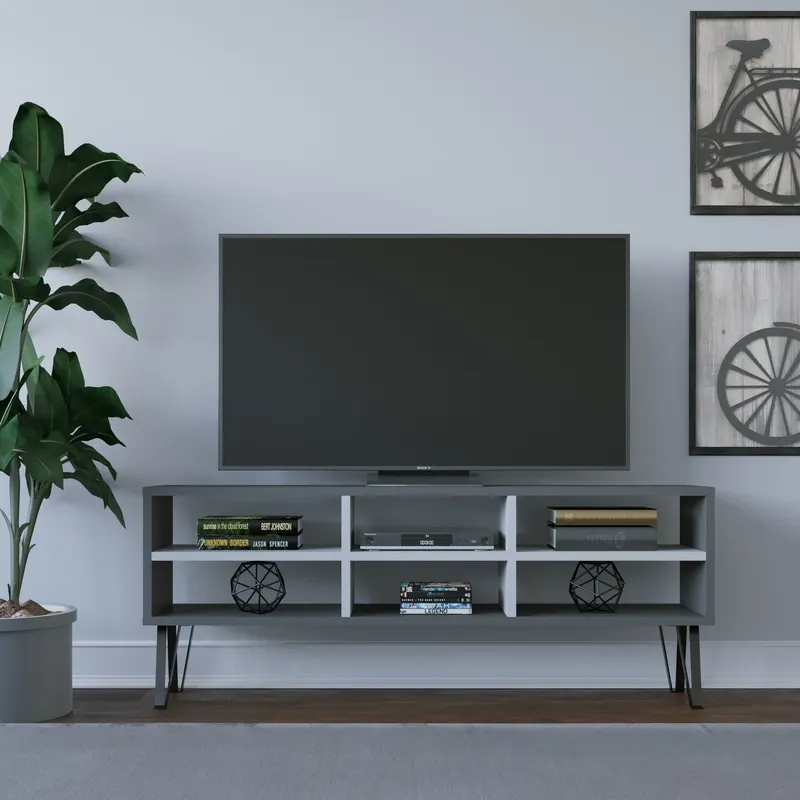 Comodă TV Judd, Diverse culori, 120x25x47 cm - Antracit - Alb