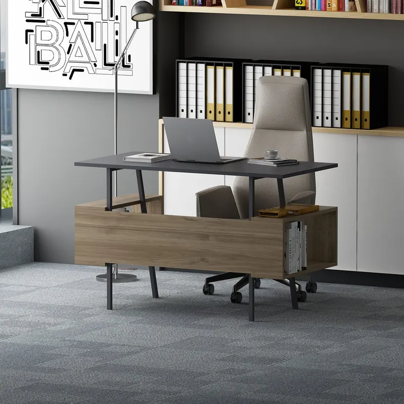 Birou Irony, Diverse culori, 120x60x74 cm - Antracit - Nuc