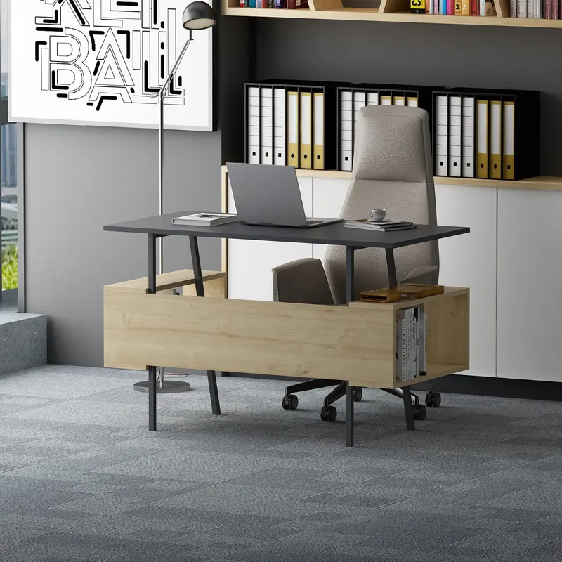Birou Irony, Diverse culori, 120x60x74 cm - Antracit - Stejar