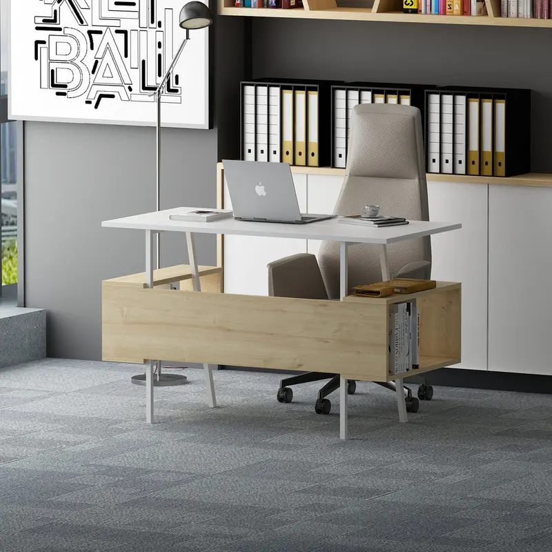 Birou Irony, Diverse culori, 120x60x74 cm - Alb - Stejar
