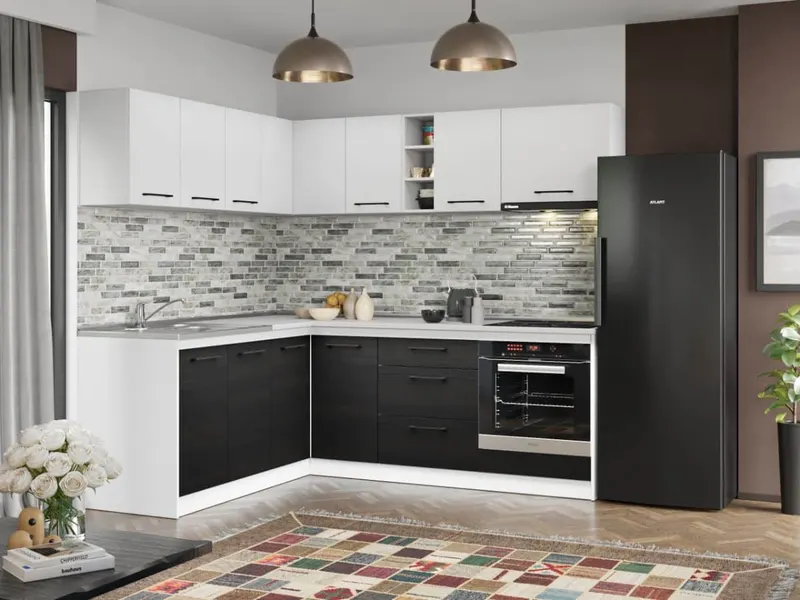 Set Mobila Bucatarie Colt Mina Yang 180*220 Ferrara/Alb C140 — imaginea 3
