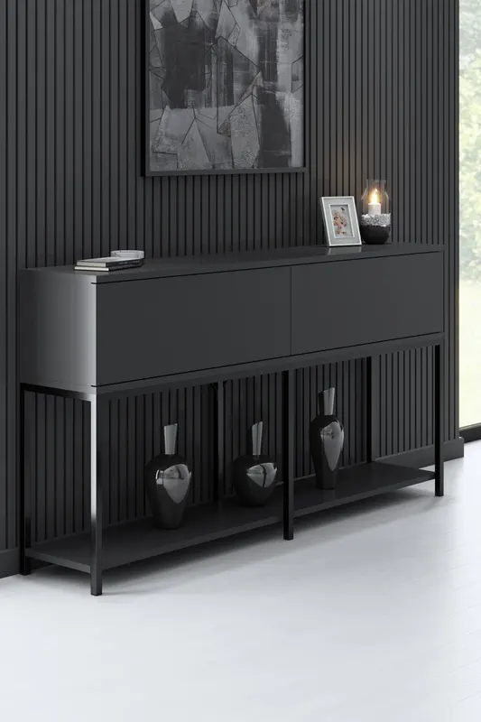Set mobilă pentru sufragerie Lord, Diverse culori, 180x30x47 cm - Antracit - Negru