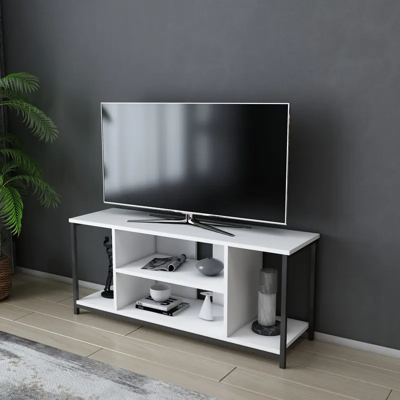 Comodă TV Rinaldo, Diverse culori, 120x35x51 cm - Negru - Alb