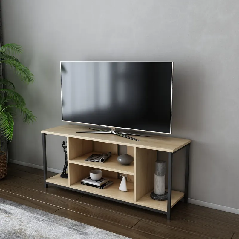 Comodă TV Rinaldo, Diverse culori, 120x35x51 cm - Negru - Stejar