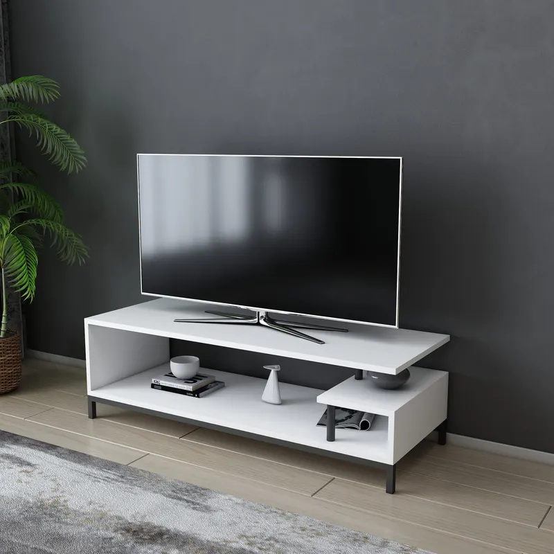 Comodă TV Reilly, Diverse culori, 120x45x38 cm - Negru - Alb