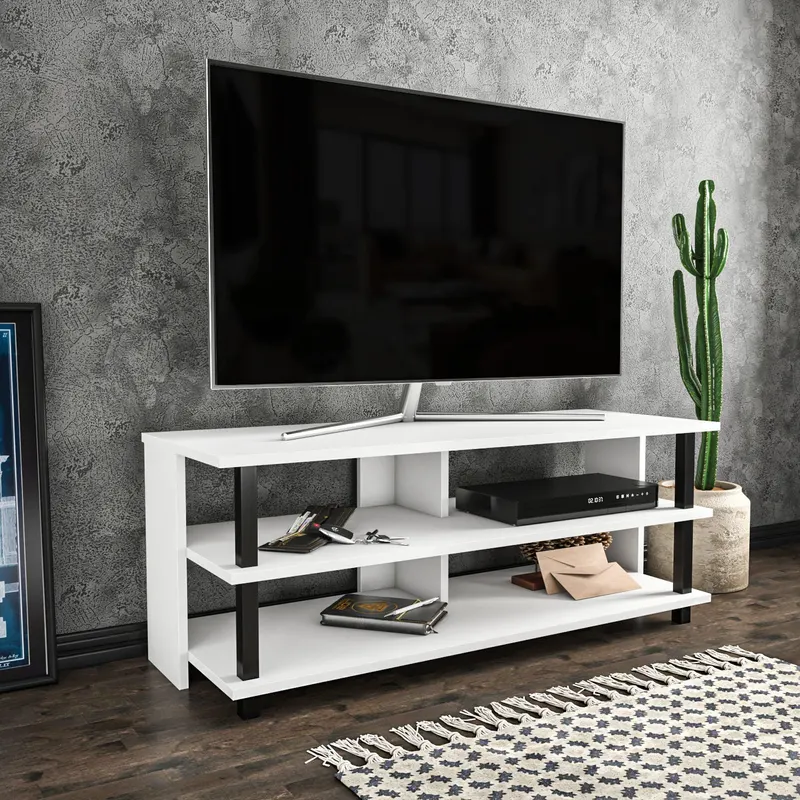 Comodă TV Pueblo, Diverse culori, 120x45x47 cm - Negru - Alb