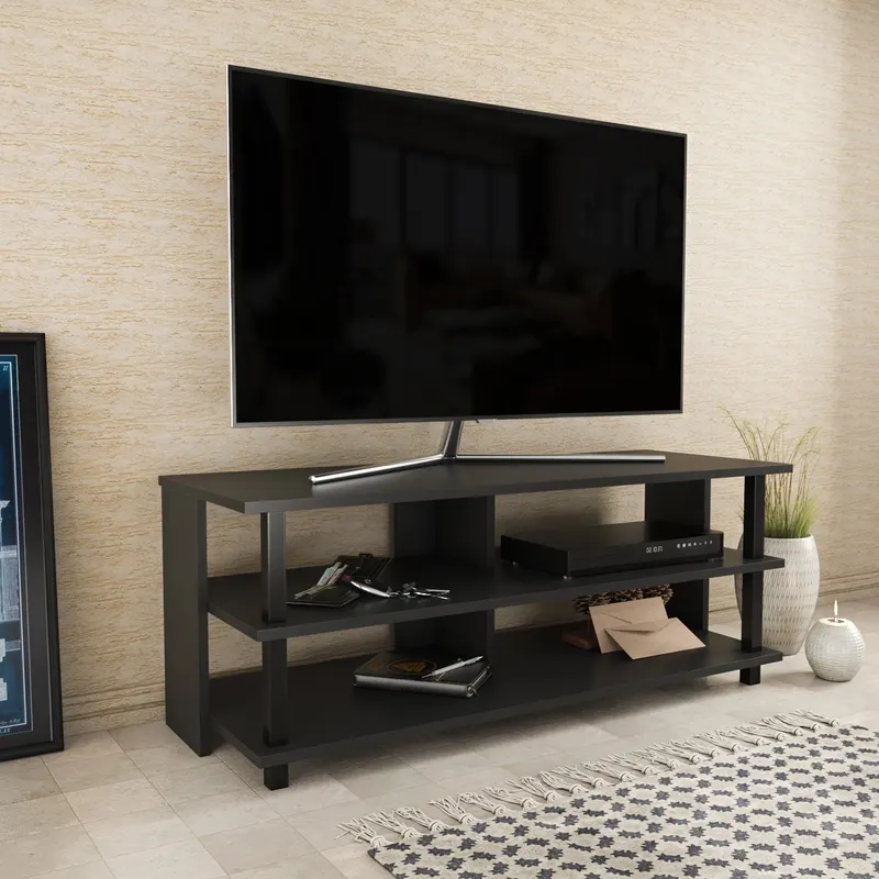 Comodă TV Pueblo, Diverse culori, 120x45x47 cm - Negru - Antracit