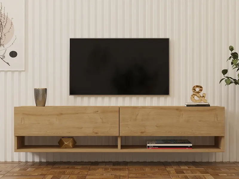 Comodă TV Arges, Diverse culori, 141x30x31 cm - Stejar safir