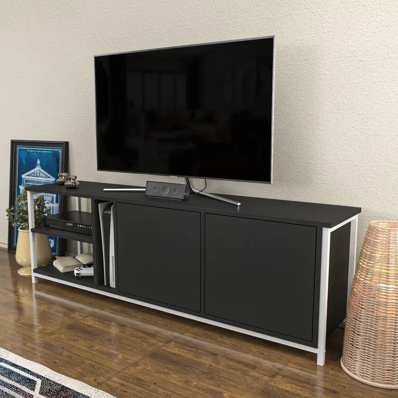 Comodă TV Primrose, Diverse culori, 160x35x51 cm - Alb - Antracit