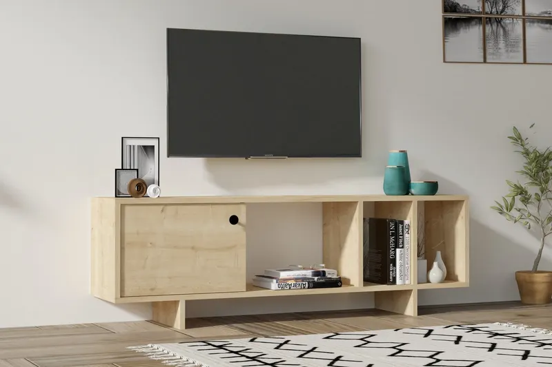 Comodă TV Folsom, Diverse culori, 140x29x45 cm - Stejar