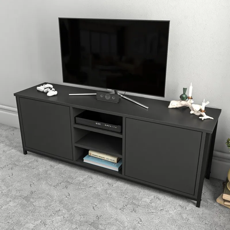 Comodă TV Otis, Diverse culori, 140x35x51 cm - Negru - Antracit