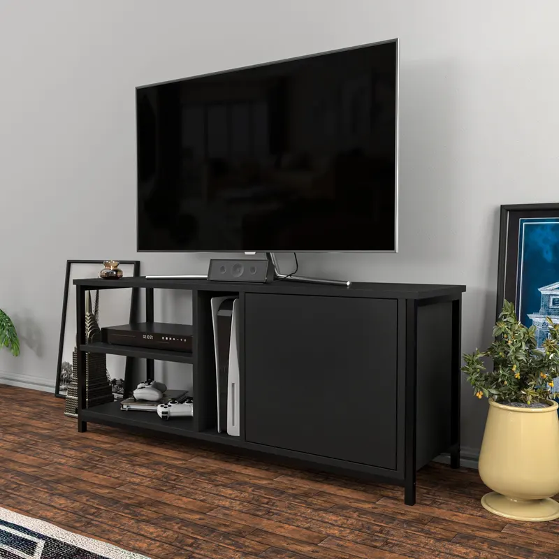 Comodă TV Neola, Diverse culori, 120x35x51 cm - Negru - Antracit