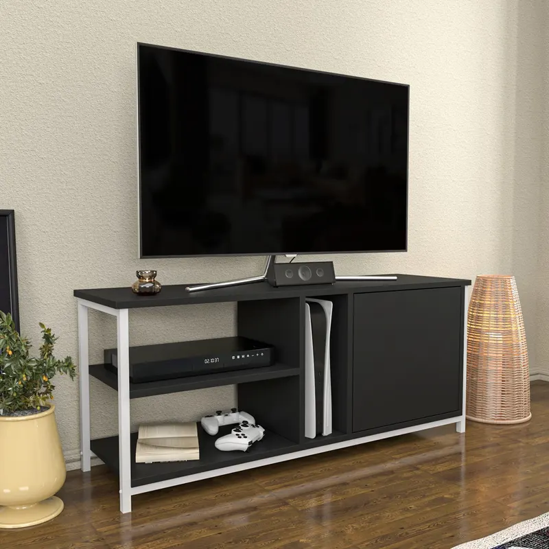 Comodă TV Neola, Diverse culori, 120x35x51 cm - Alb - Antracit