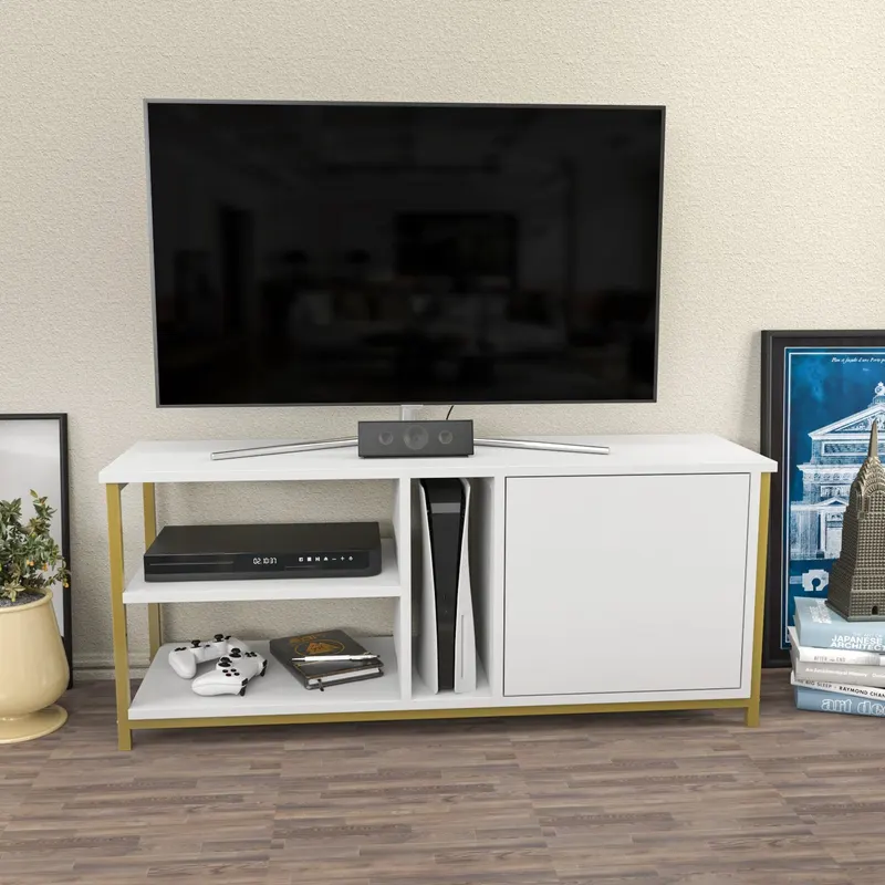 Comodă TV Neola, Diverse culori, 120x35x51 cm - Auriu - Alb