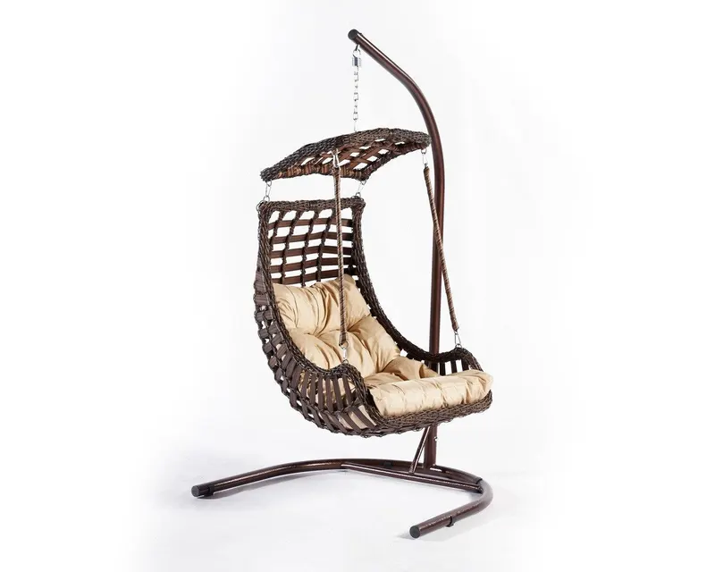 Balansoar de grădină Alacati Orgu, Diverse culori, 120x106x214 cm - Maro închis
