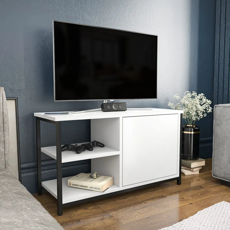 Comodă TV Muskegon, Diverse culori, 90x35x51 cm - Negru - Alb