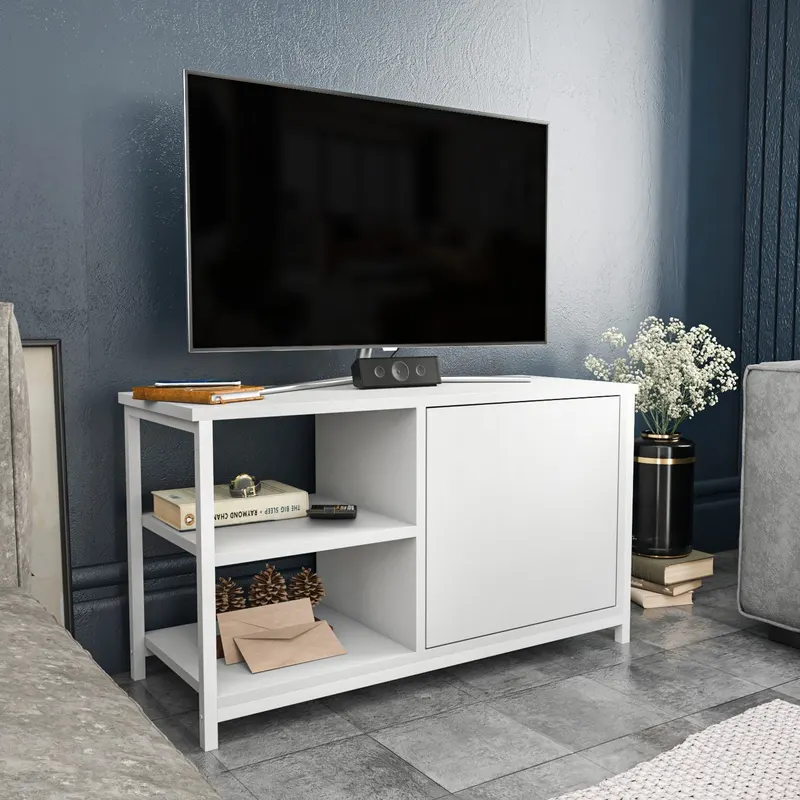 Comodă TV Muskegon, Diverse culori, 90x35x51 cm - Alb