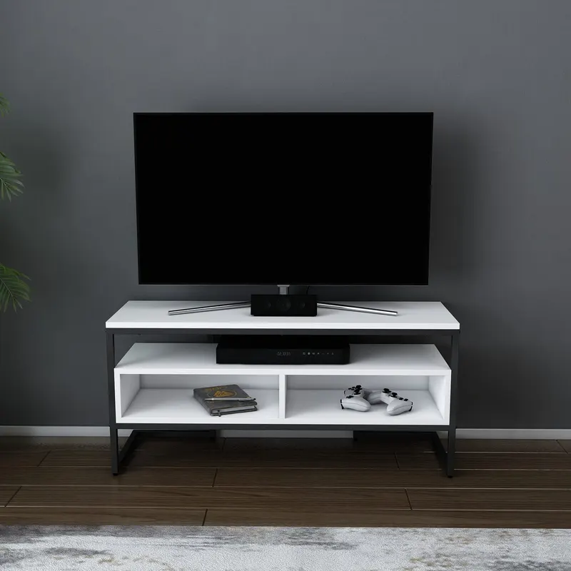Comodă TV Merrion, Diverse culori, 110x35x50 cm - Negru - Alb