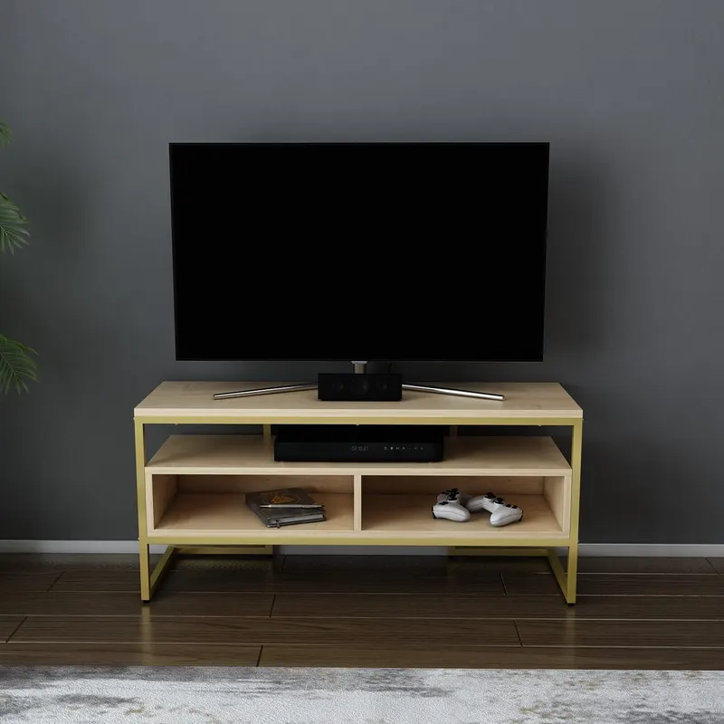 Comodă TV Merrion, Diverse culori, 110x35x50 cm - Auriu - Stejar