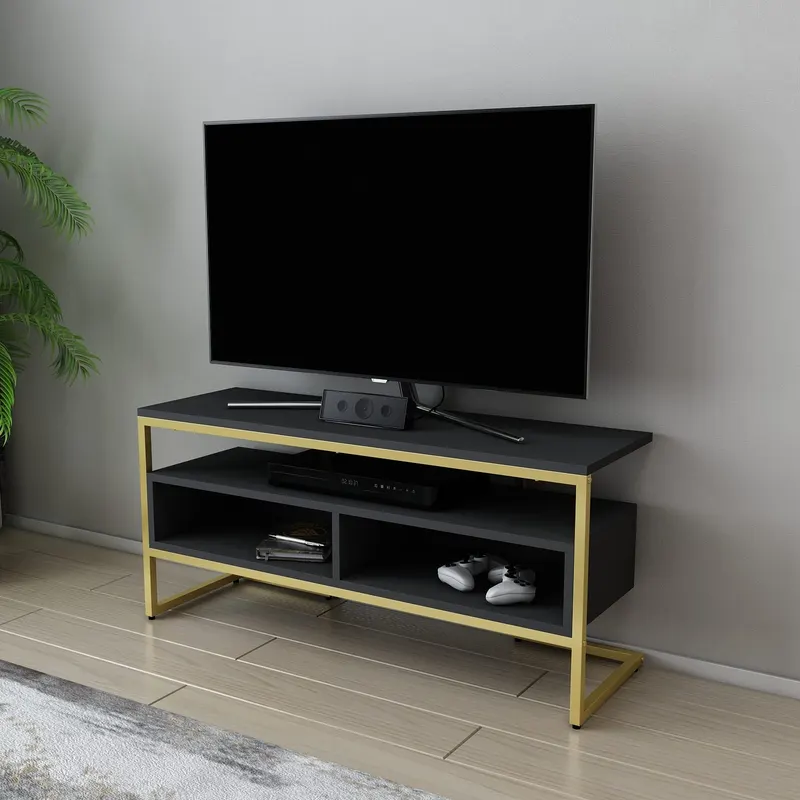 Comodă TV Merrion, Diverse culori, 110x35x50 cm - Auriu - Antracit