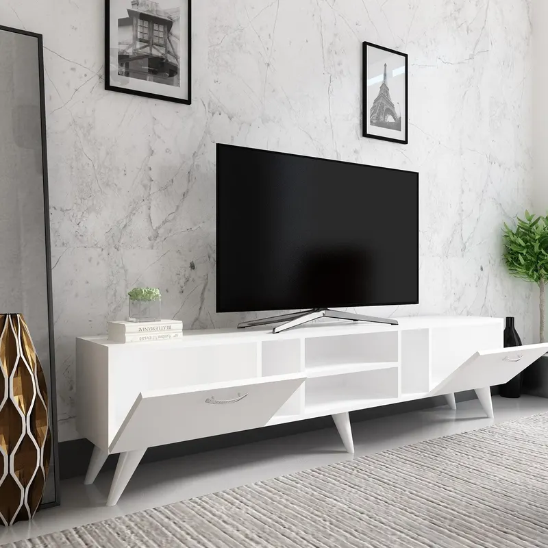 Comodă TV Rudy, Diverse culori, 180x30x42 cm - Alb