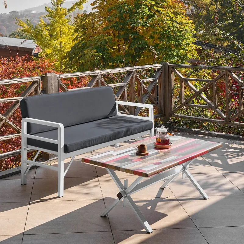 Set de grădină Pandora (2-2-S), Diverse culori, 139x75x52 cm - Alb - Antracit