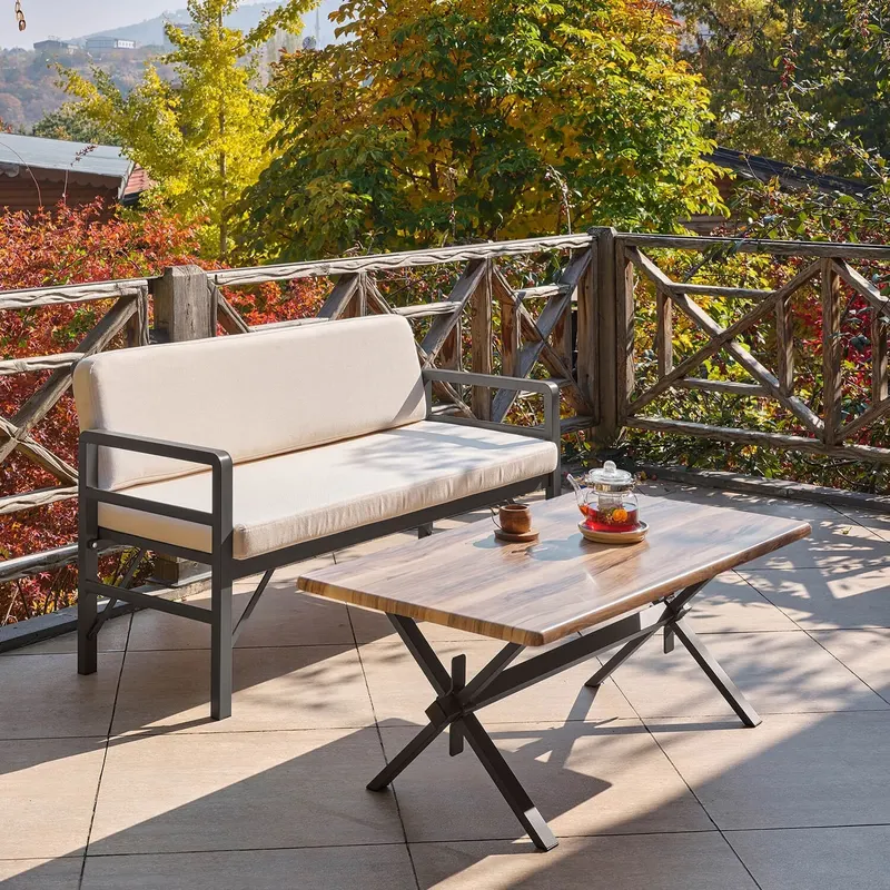 Set de grădină Pandora (2-2-S), Diverse culori, 139x75x52 cm - Antracit - Crem