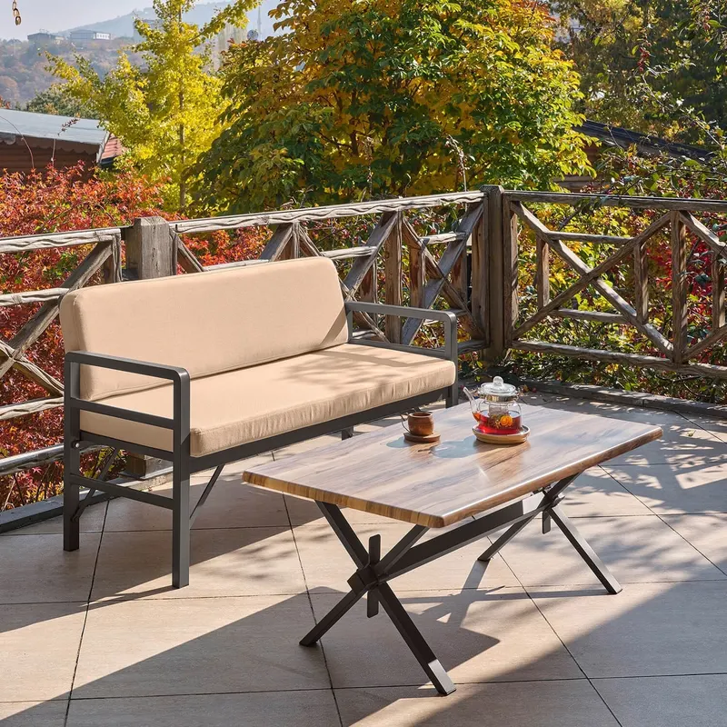 Set de grădină Pandora (2-2-S), Diverse culori, 139x75x52 cm - Antracit - Bej