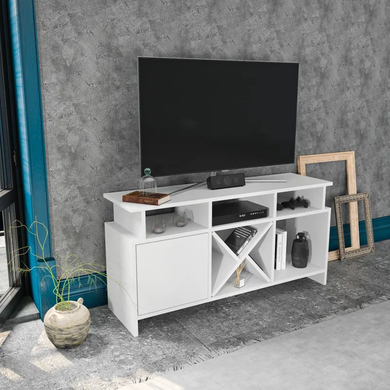 Comodă TV Auburn, Diverse culori, 120x30x61 cm - Alb