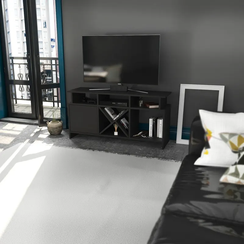 Comodă TV Auburn, Diverse culori, 120x30x61 cm - Antracit