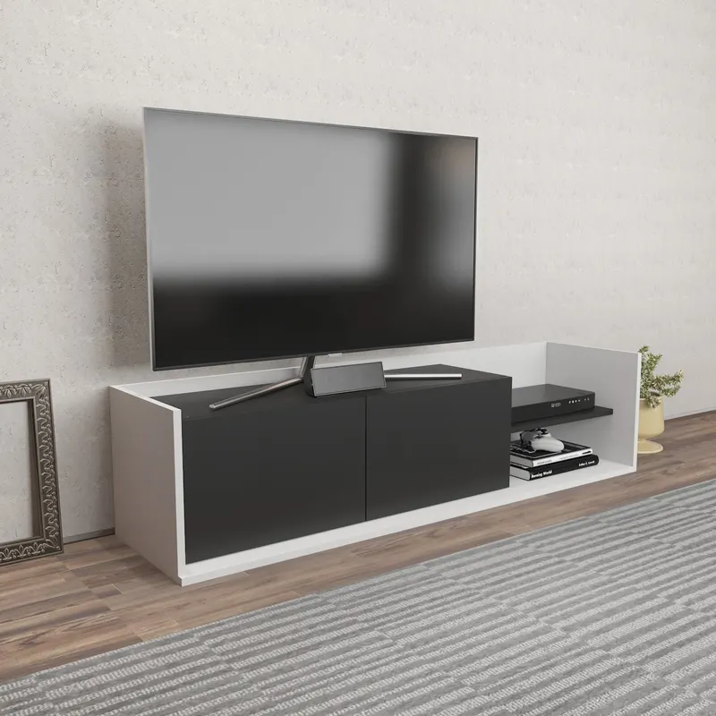 Comodă TV Krog, Diverse culori, 160x35x37 cm - Alb - Antracit