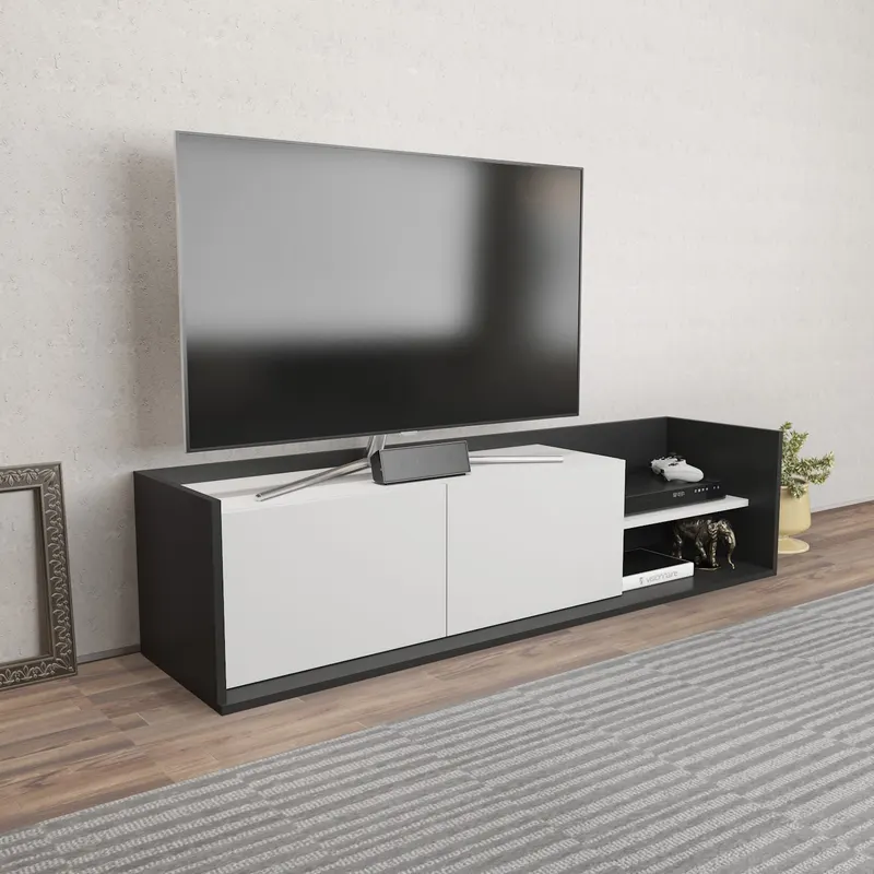 Comodă TV Krog, Diverse culori, 160x35x37 cm - Antracit - Alb