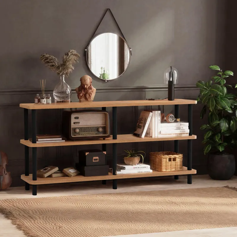 Bibliotecă Raca, Diverse culori, 150x35x75 cm - Negru - Pin atlantic