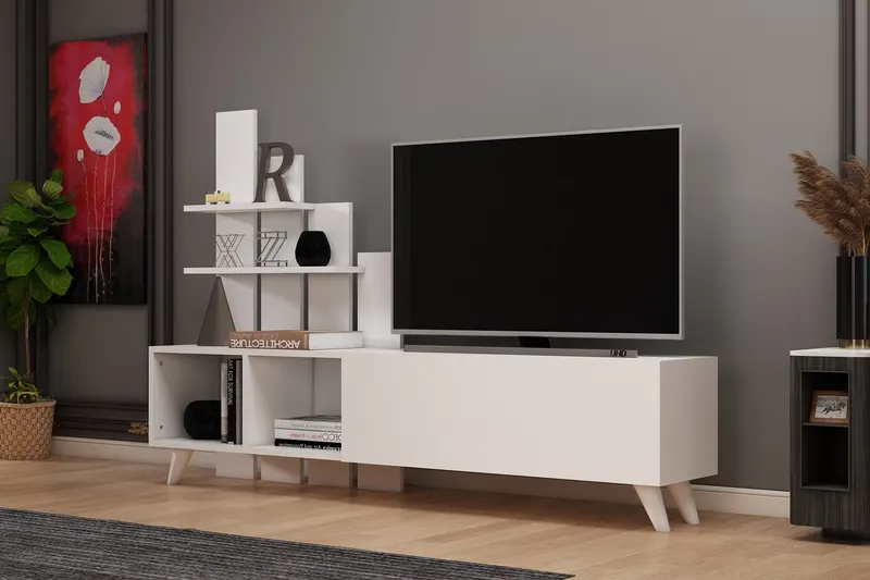 Comodă TV Vale, Diverse culori, 160x33x115 cm - Alb