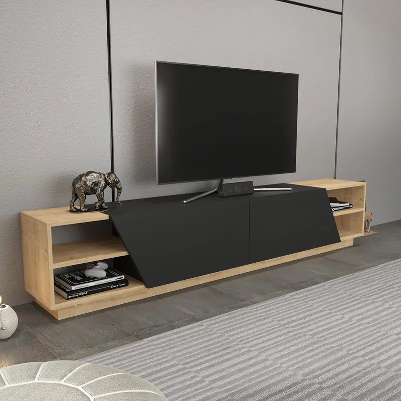 Comodă TV Rhodes, Diverse culori, 240x37x47 cm - Stejar - Antracit