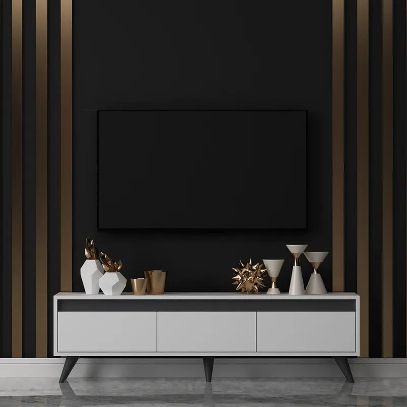 Comodă TV Century, Diverse culori, 150x30x45 cm - Alb