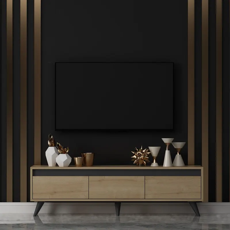Comodă TV Century, Diverse culori, 150x30x45 cm - Stejar safir